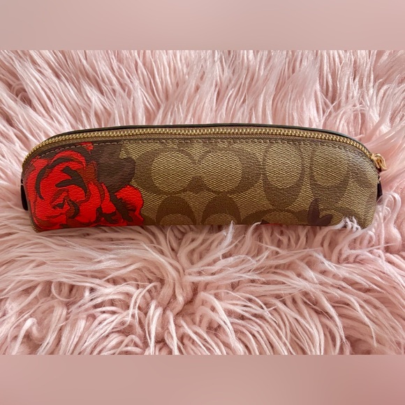 NEW Coach Jumbo Floral Khaki Multi Coated Canvas Pencil Case Makeup Bag - Picture 7 of 16